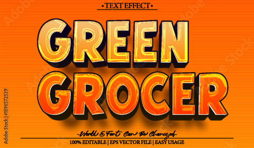 Green Grocer Fresh Vegetable Fruit Vector Fully Editable Smart Object Text Effect