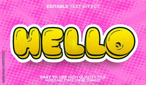  Cute Hello Adorable Sweet Playful Vector Fully Editable Smart Object Text Effect