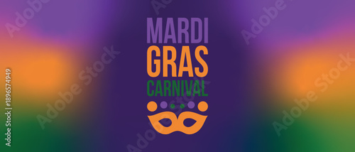 Mardi Gras Carnival in New Orleans. Fat Tuesday. Traditional holiday, celebration annual. Folk festival, costume masquerade, fun party. Carnival mask. Poster, card, banner and background. Vector