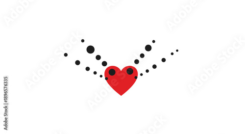 Red heart with black spots flying.