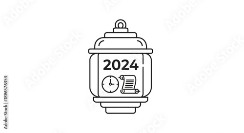 2024 calendar clock calendar icon design.