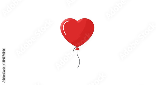 Red heart shaped love balloon floating.