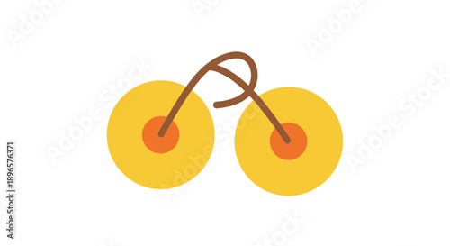 Two Yellow Cherry Fruit Connected Stem.