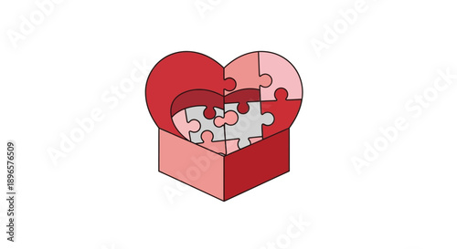 Heart Shaped Puzzle Box Puzzle Pieces.