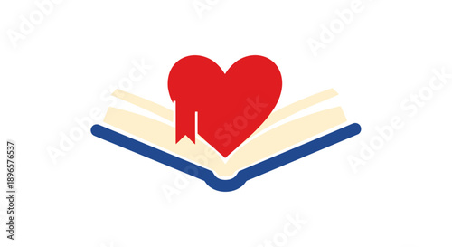 Love reading book with heart symbol.