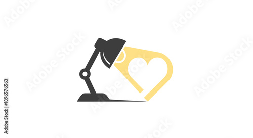 Black desk lamp with heart light.