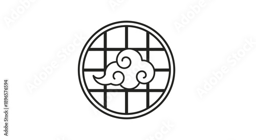 Cloud symbol on window grid.