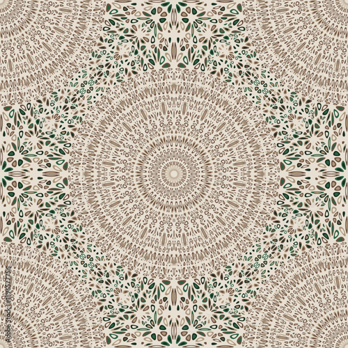 Seamless winter palette boho garden mandala pattern background