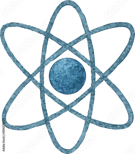 Vector watercolor illustration of an atom