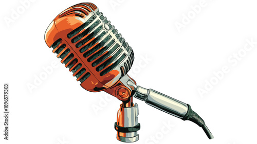 Cartoon Style Microphone Clipart Vector Illustration