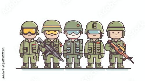Modern Flat Design Army Team Vector Icon Illustration