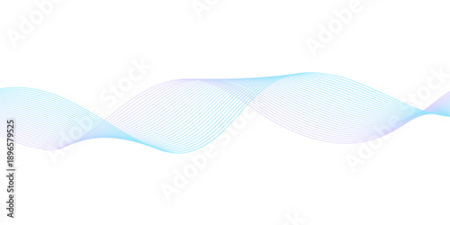 Abstract digital wave line art featuring flowing cyan blue curves with gradient motion and futuristic sound frequency patterns, suitable for modern technology and business background design.