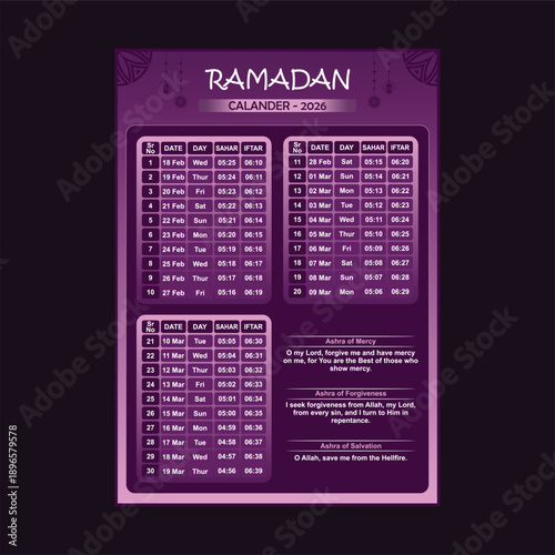 Ramadan Calendar Design Template 