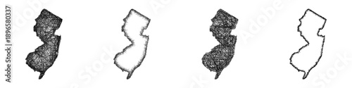 Sketch New Jersey map design set