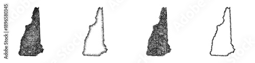 Sketch New Hampshire map design set