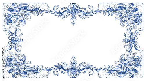 Elegant Vintage Blue Spanish Invitation Card Design Template