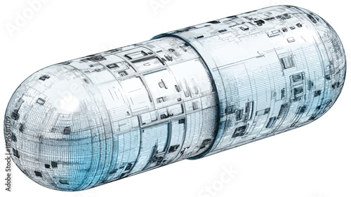 Wide Style Capsule Medication for Nanomedicine Isolated Image