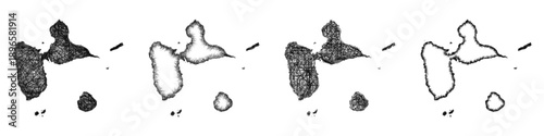 Sketch Guadeloupe map design set