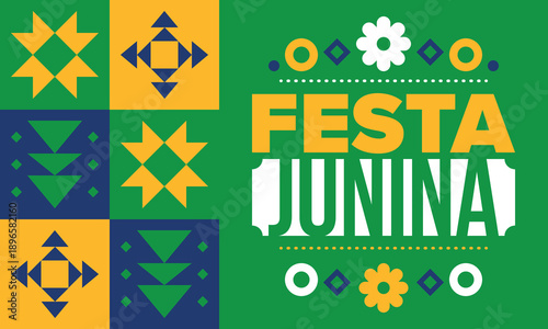 Festa Junina in Brazil. Brazilian festival. Happy holiday. Brazil flag. Carnival and parade. Summer fun party. Vector illustration