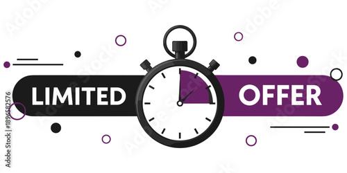 Limited offer graphic with stopwatch and countdown timer elements sale discount