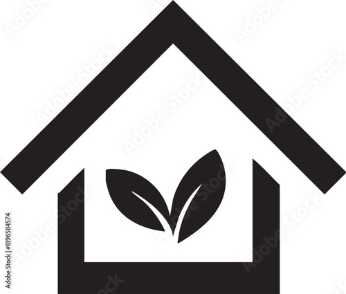 Wallpaper Mural Eco Home Icon with Leaf, Sustainable House Vector Torontodigital.ca