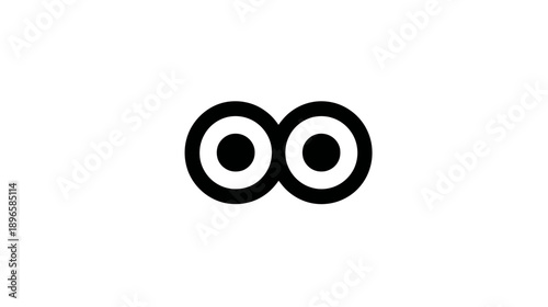 Simple black and white graphic with two interconnected circles resembling an infinity symbol