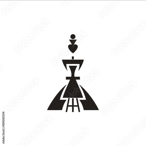 minimalist icon modern flat design a fusion of an artist easel and a chess queen piece abstract and simple lines monochrome palette contemporary graphic style
