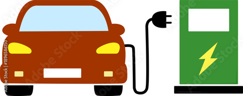 Charging station for an electric vehicle. A device designed to replenish the energy supply of batteries of electric vehicles. A symbol of environmentally friendly transport.