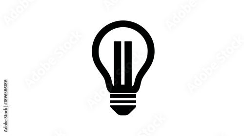 A simple black silhouette of a lightbulb. It has a rounded shape, with inner lines and a base