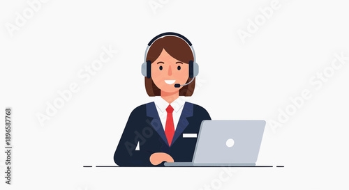 Dedicated female customer support agent with a headset and laptop, illustrating the concept of responsive and efficient customer service in a modern business environment