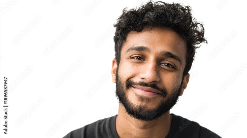 Obraz premium Young asian male smiling against white background.
