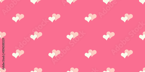 Two Overlapping Hearts Seamless Pattern Pink Background