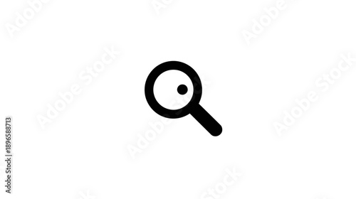 A monochrome illustration of a magnifying glass, used for searching or inspecting