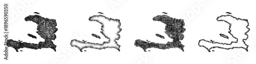 Sketch Haiti map design set