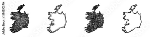 Sketch Ireland map design set