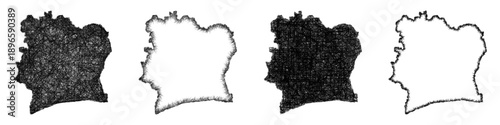 Sketch Ivory Coast map design set