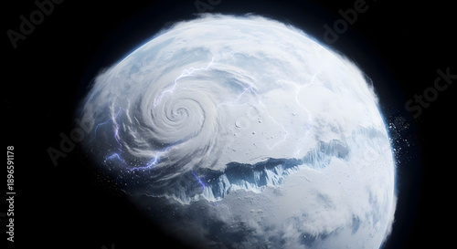 Closeup of a swirling white rose flower.