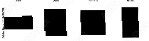 Stark, Steele, Stutsman, Towner outline maps