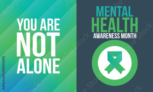 Mental Health Awareness Month in May. Annual campaign in United States. Raising awareness of mental health. Control and protection. Prevention campaign. Medical health care design. Vector illustration