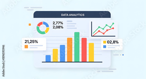Colorful Bar Graph with Charts and Data.