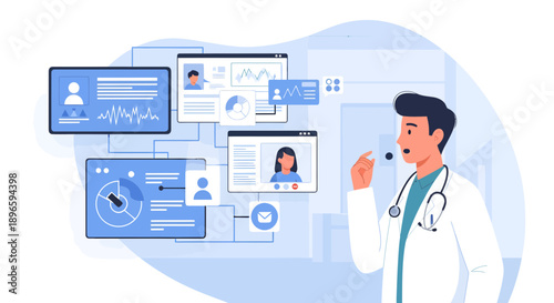 Doctor using telemedicine technology for remote patient consultation