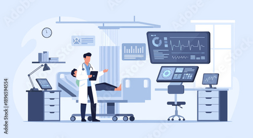 Medical Professional Examining Patient in Hospital Room