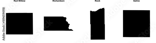 Red Willow, Richardson, Rock, Saline outline maps