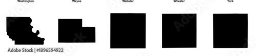 Washington, Wayne, Webster, Wheeler, York outline maps