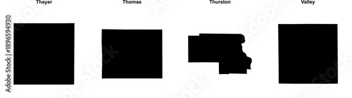 Thayer, Thomas, Thurston, Valley outline maps