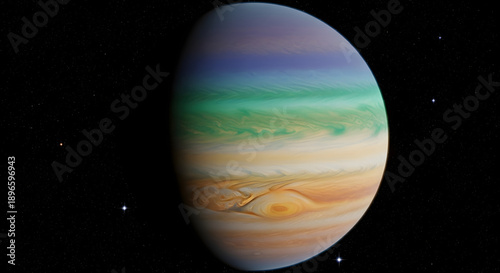 Colorful Planet Jupiter in Outer Space.