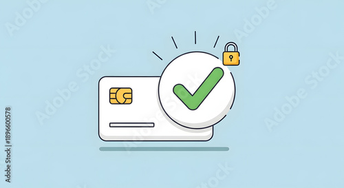 Credit Card Security Checkmark Lock Verification.
