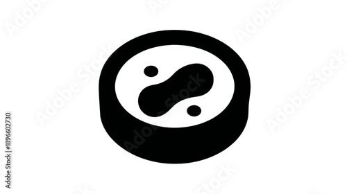 Black and white abstract graphic design with an organic form set in a circular shape