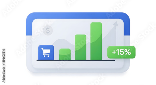 Digital Graph Showing Sales Growth on Screen.