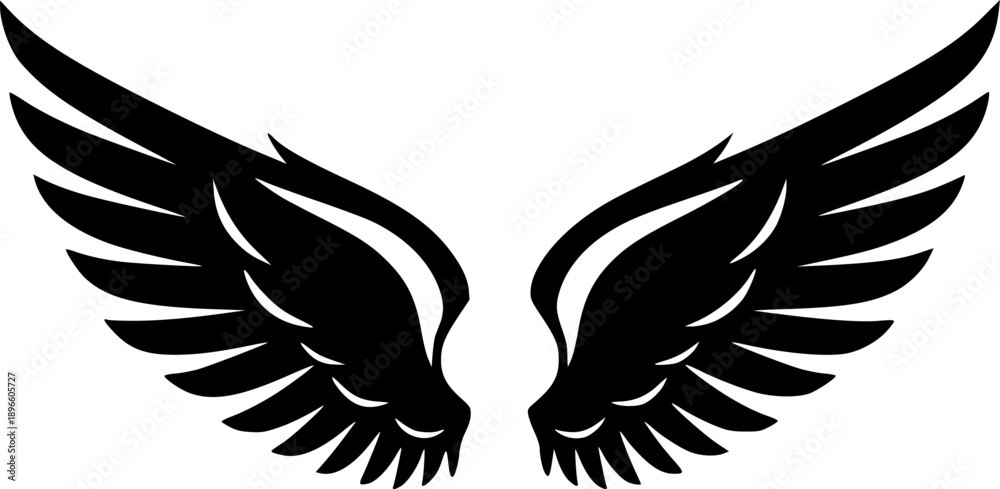 Fototapeta premium Angel wings Vector Black Silhouette Design For T-Shirt 